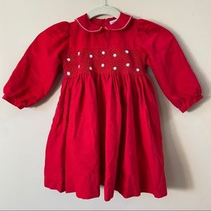 Vintage Friedknit Smocked Corduroy Holiday Dress